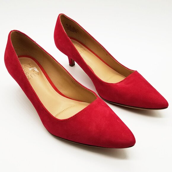 Naturalizer Pippa Suede Pumps 6.5M Red Pointy Toe Kitten Heel Comfort Cushion - Picture 3 of 16